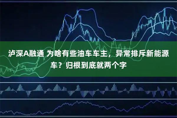 泸深A融通 为啥有些油车车主，异常排斥新能源车？归根到底就两个字